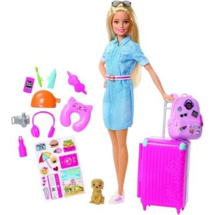 Barbie Seyahatte Bebeği ve Aksesuarları - FWV25