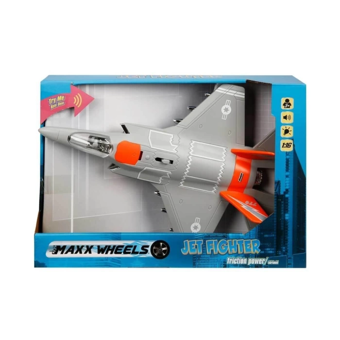 1:16 Maxx Wheels Sesli ve Işıklı Jet Fighter Turuncu-Gri