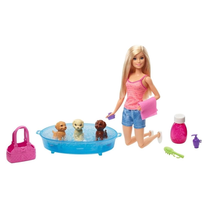 Barbie ve Köpekleri Banyo Keyfinde Oyun Seti GDJ37