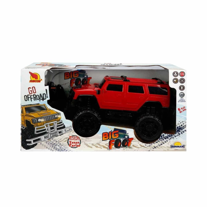 1:14 Uzaktan Kumandalı Big Foot Usb Şarjlı Hummer 34 cm. - Kırmızı