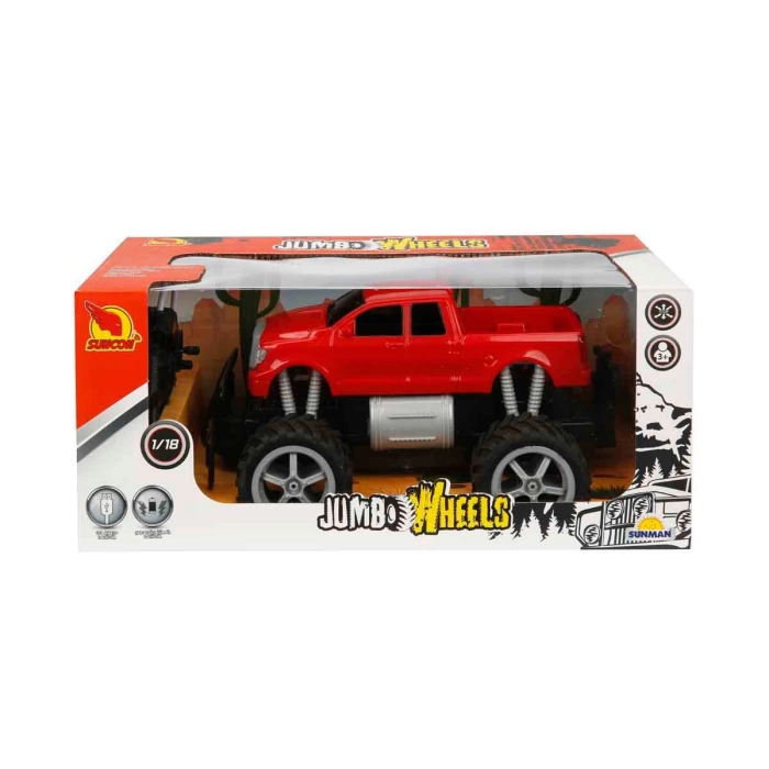 1:18 Uzaktan Kumandalı Jumbo Wheels Usb Şarjlı Araba 26 cm. - Kırmızı Pickup