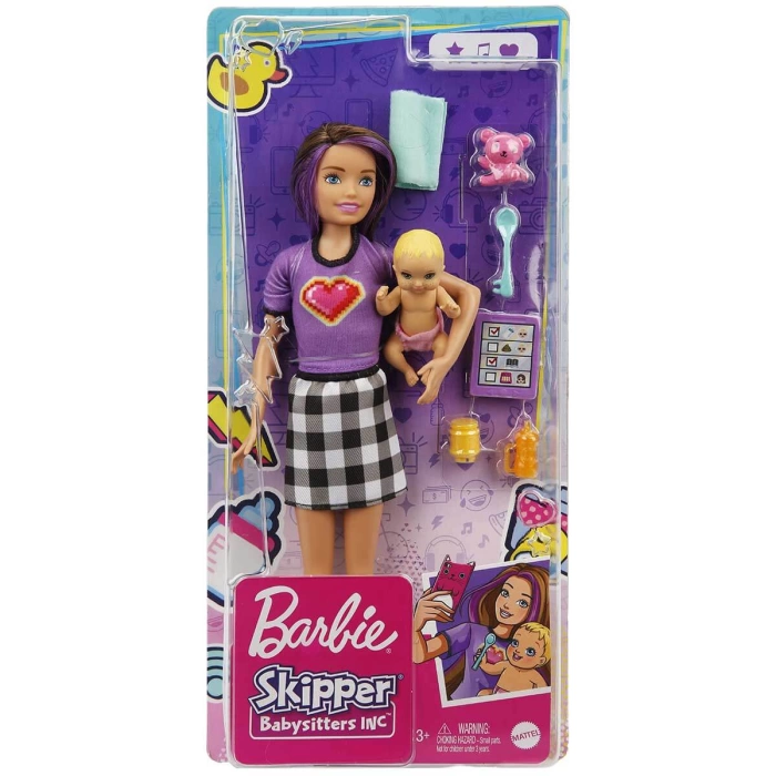 Barbie Bebek Bakıcısı Skipper Oyun Seti GRP10 - Esmer Mor Saçlı