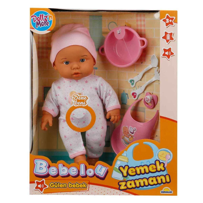 Bebelou Yemek Zamanı Sesli Bebek Seti 35 cm. - Pembe