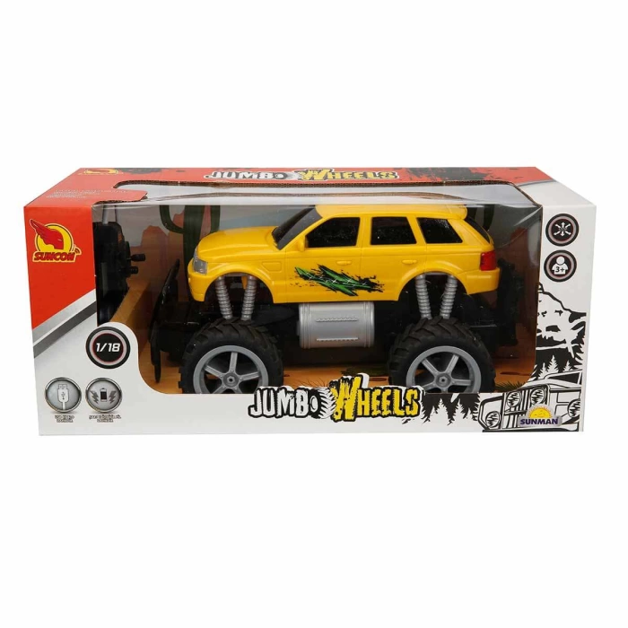 1:18 Uzaktan Kumandalı Jumbo Wheels Usb Şarjlı Araba 26 cm. - Sarı Jeep