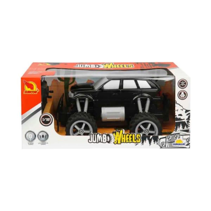 1:18 Uzaktan Kumandalı Jumbo Wheels Usb Şarjlı Araba 26 cm. - Siyah Jeep