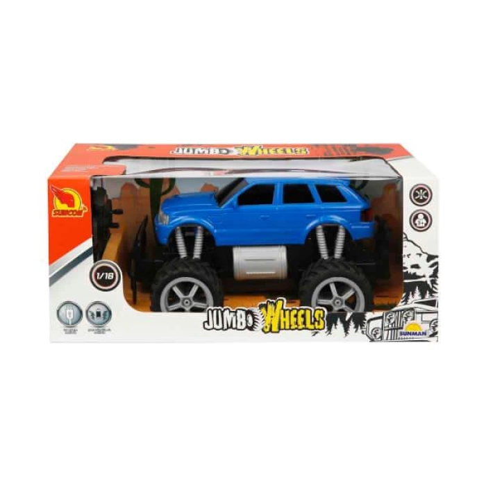 1:18 Uzaktan Kumandalı Jumbo Wheels Usb Şarjlı Araba 26 cm. - Mavi Jeep