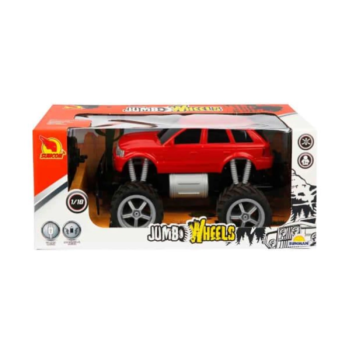 1:18 Uzaktan Kumandalı Jumbo Wheels Usb Şarjlı Araba 26 cm. - Kırmızı Jeep