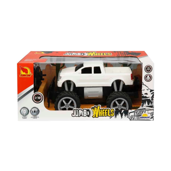 1:18 Uzaktan Kumandalı Jumbo Wheels Usb Şarjlı Araba 26 cm. - Beyaz Pickup