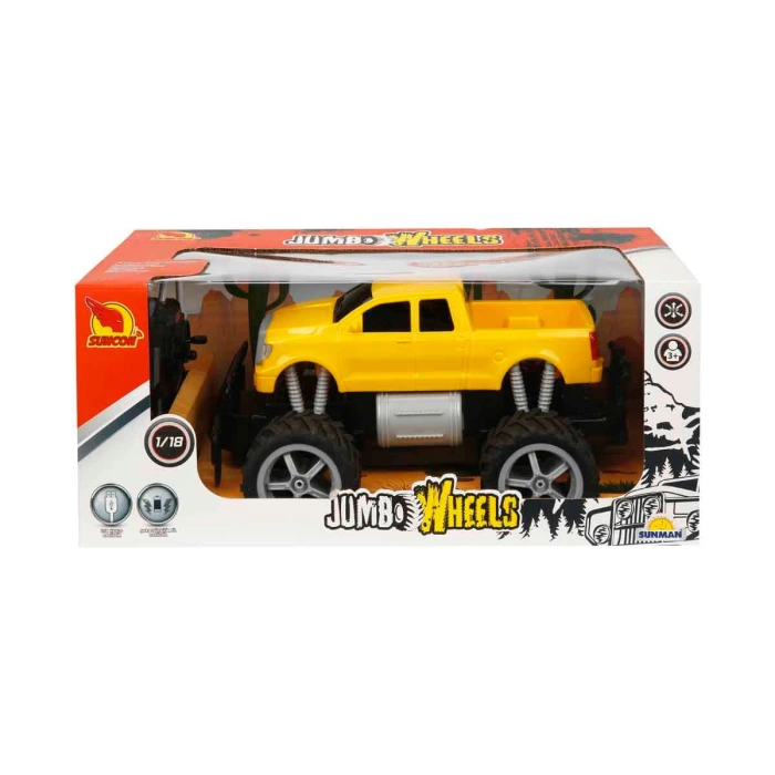 1:18 Uzaktan Kumandalı Jumbo Wheels Usb Şarjlı Araba 26 cm. - Sarı Pickup