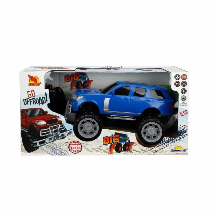 1:14 Uzaktan Kumandalı Big Foot Usb Şarjlı Jeep 34 cm. - Mavi