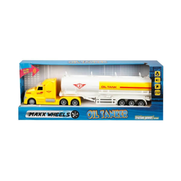 1:50 Maxx Wheels Sesli ve Işıklı Yakıt Tankeri - Beyaz Tank