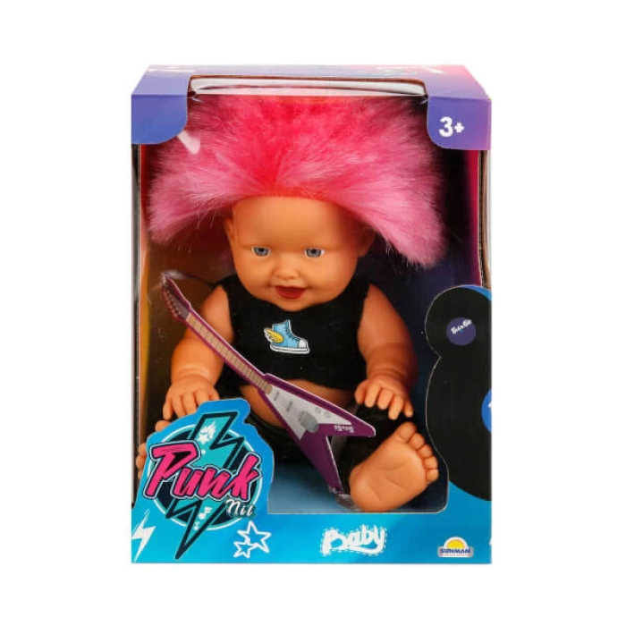 Punk Nil Bebek 23 cm. 20050 - Pembe Kirpi Saç Gülen Yüz