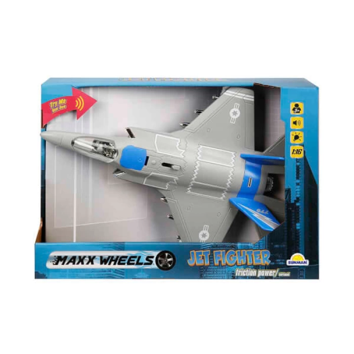 1:16 Maxx Wheels Sesli ve Işıklı Jet Fighter - Mavi