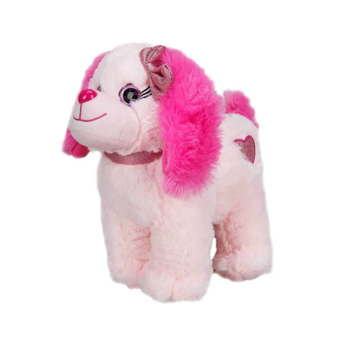 Renkli Peluş Köpek 25 cm. - Açık Pembe