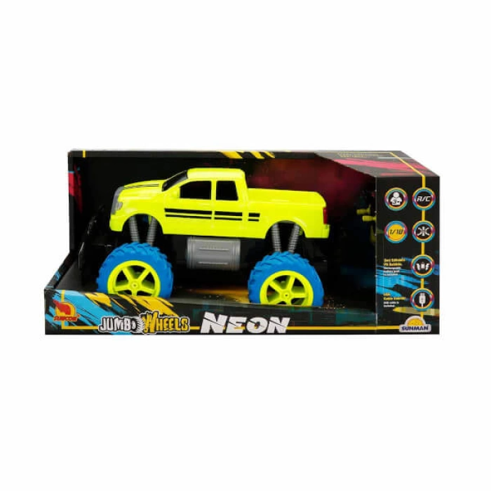 1:18 Uzaktan Kumandalı Neon Jumbo Weels USB Şarjlı Araba 26 cm. - Sarı Pickup