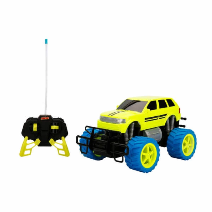 1:18 Uzaktan Kumandalı Neon Jumbo Weels USB Şarjlı Araba 26 cm. - Sarı Jeep