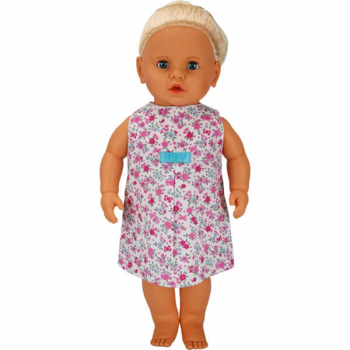 Lila Türkçe Konuşan Bebeğim 60 cm. 60011 - Sarışın-Pembe Çiçekli Elbise