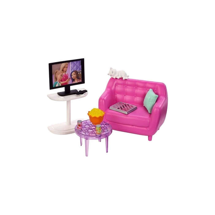 Barbie Ev İçi Dekorasyon Aksesuarları Oturma Odası Seti