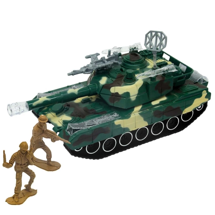 Sesli ve Işıklı Askeri Tank - Yeşil Kamuflaj