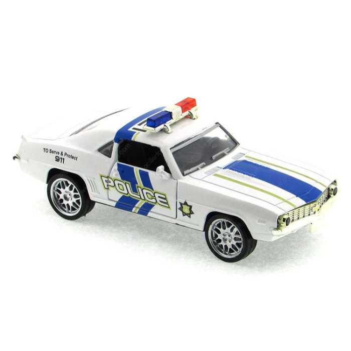 Metal Çek Bırak Polis Arabası - Beyaz