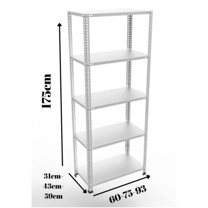 4 Katlı Galvaniz Çelik Raf H:175 cm