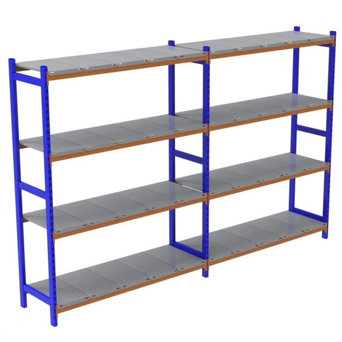 4 Katlı Duble Depo Rafı - 300-350 Kg Taşıma Kapasiteli Hafif Rack Raf