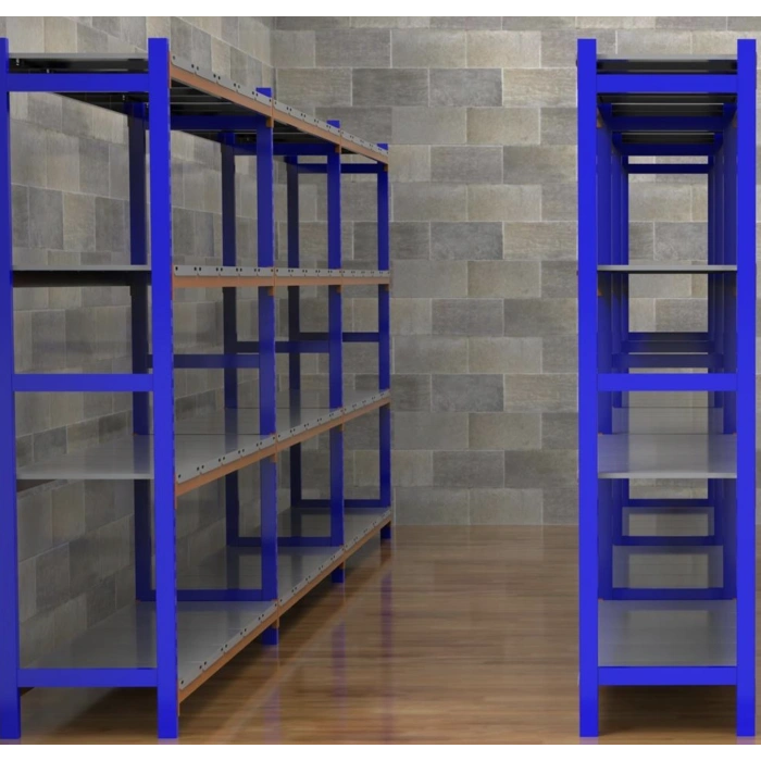 4 Katlı Duble Depo Rafı - 300-350 Kg Taşıma Kapasiteli Hafif Rack Raf