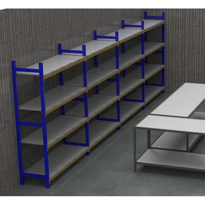 4 Katlı Duble Depo Rafı - 300-350 Kg Taşıma Kapasiteli Hafif Rack Raf