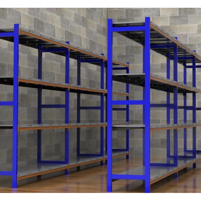 4 Katlı 3lü Depo Rafı - 300-350 Kg Taşıma Kapasiteli Hafif Rack Raf