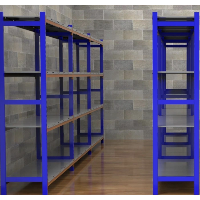 4 Katlı 3lü Depo Rafı - 300-350 Kg Taşıma Kapasiteli Hafif Rack Raf