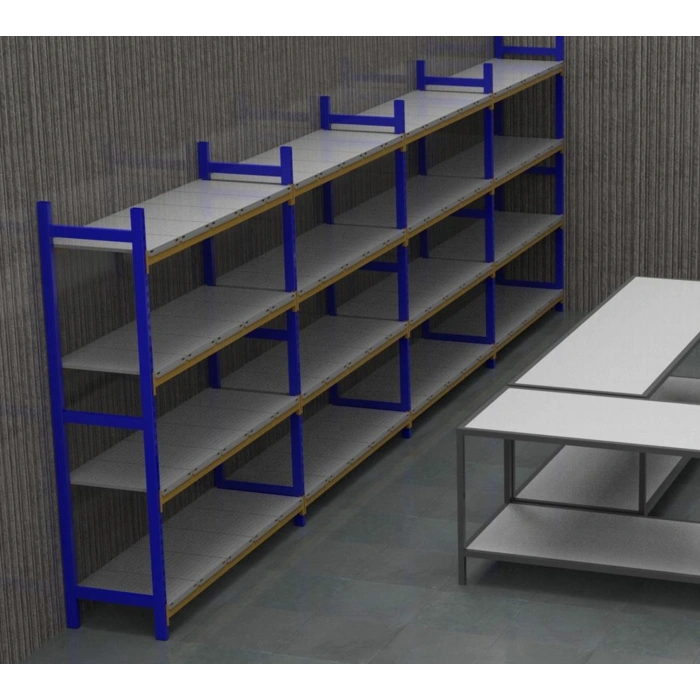 4 Katlı 3lü Depo Rafı - 300-350 Kg Taşıma Kapasiteli Hafif Rack Raf