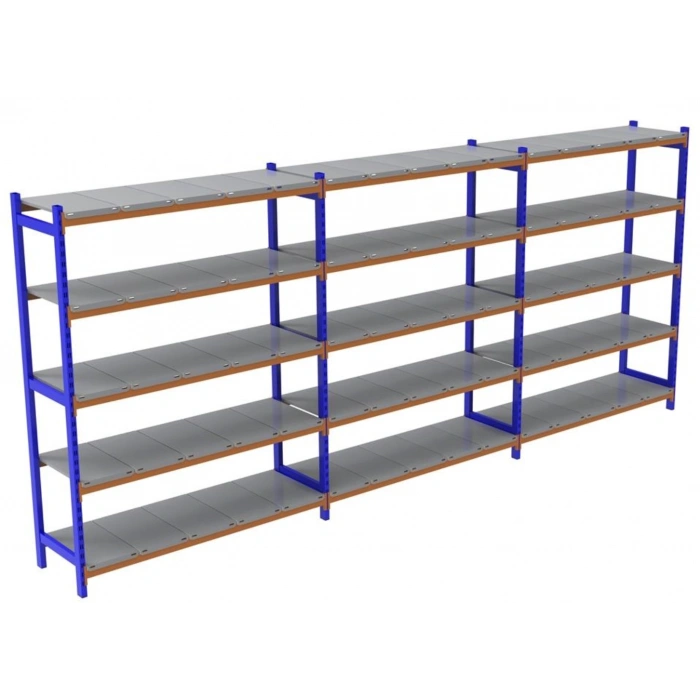 5 Katlı 3lü Depo Rafı - 300-350 Kg Taşıma Kapasiteli Hafif Rack Raf