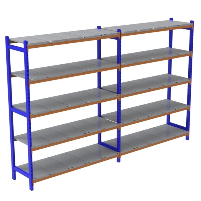5 Katlı Duble Depo Rafı - 300-350 Kg Taşıma Kapasiteli Hafif Rack Raf