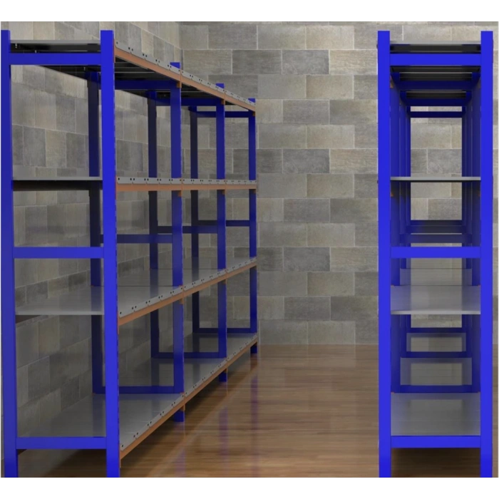 5 Katlı Duble Depo Rafı - 300-350 Kg Taşıma Kapasiteli Hafif Rack Raf