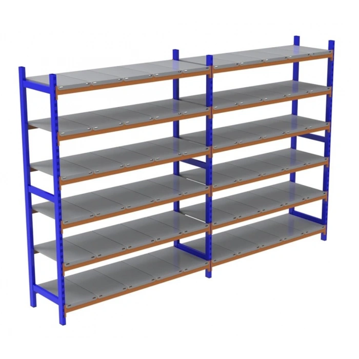 6 Katlı Duble Depo Rafı - 300-350 Kg Taşıma Kapasiteli Hafif Rack Raf