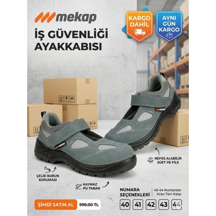 Mekap Gri Süet S1 İş Güvenlik Ayakkabısı