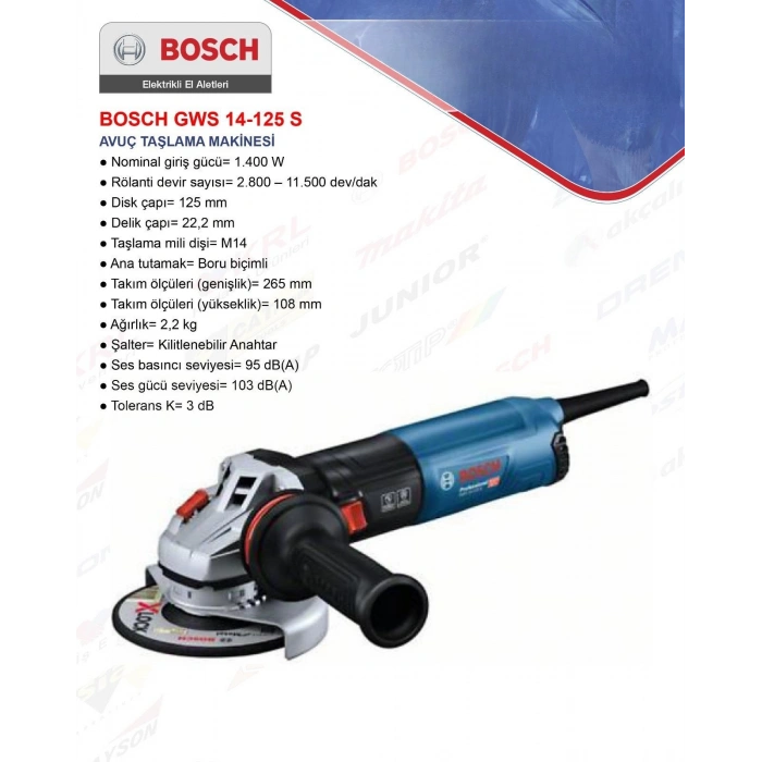 BOSCH GWS 14-125 S AVUÇ TAŞLAMA MAKİNESİ