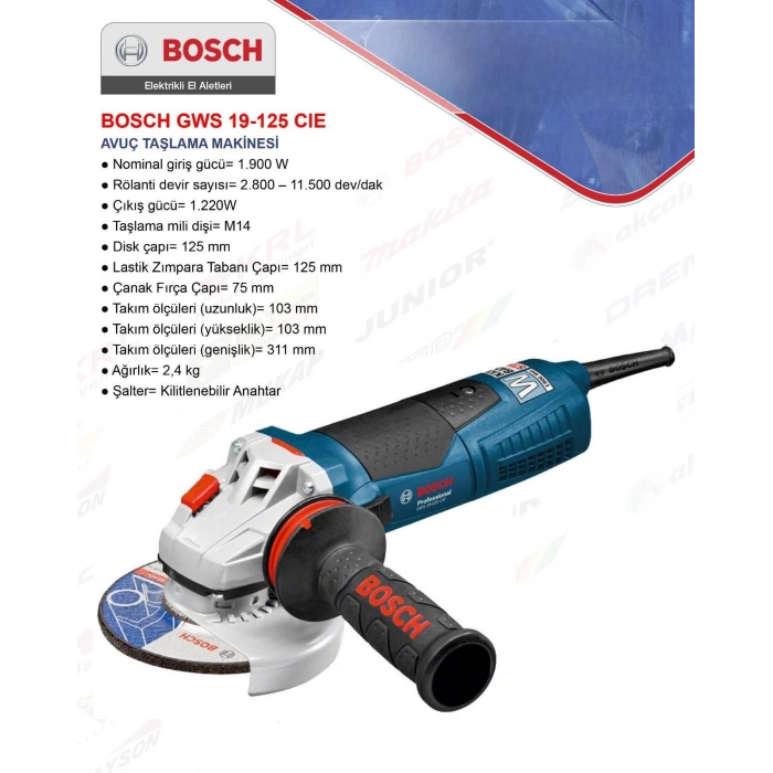 BOSCH GWS 19-125 CIE AVUÇ TAŞLAMA MAKİNESİ