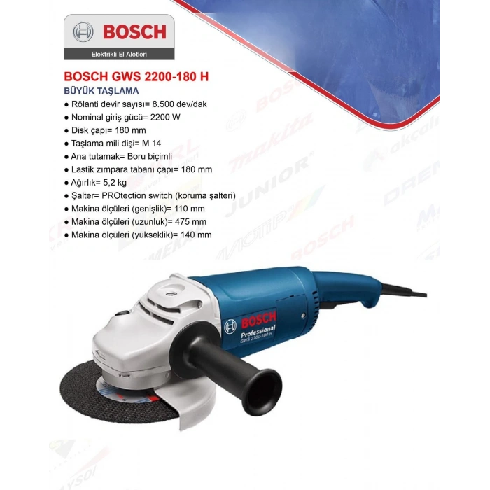 BOSCH GWS 2200-180 H / Büyük Taşlama