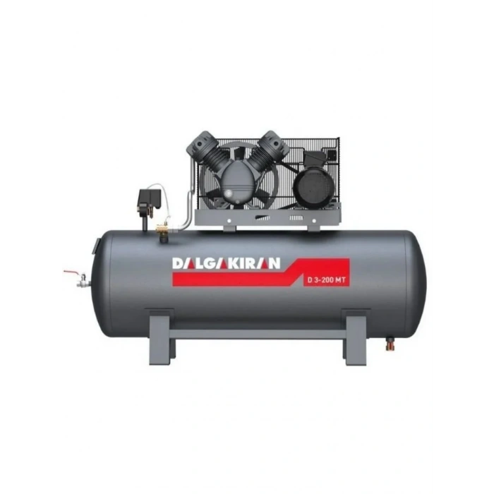 DALGAKIRAN 200 Litre İki Kafalı 8 Bar Pistonlu Kompresör D3-200