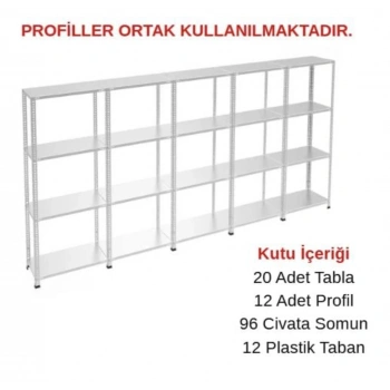 4 Katlı 5li Galvaniz Çelik Raf
