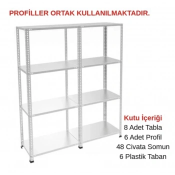 4 Katlı Duble Galvaniz Çelik Raf