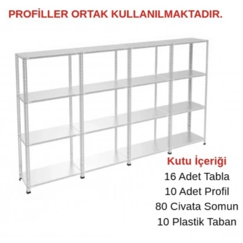 4 Katlı 4lü Galvaniz Çelik Raf