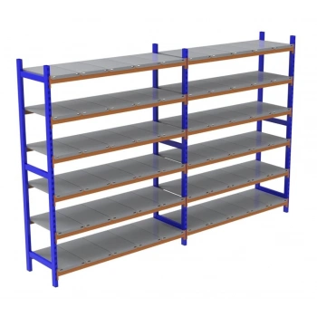 6 Katlı Duble Depo Rafı - 300-350 Kg Taşıma Kapasiteli Hafif Rack Raf