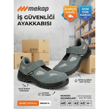Mekap Gri Süet S1 İş Güvenlik Ayakkabısı