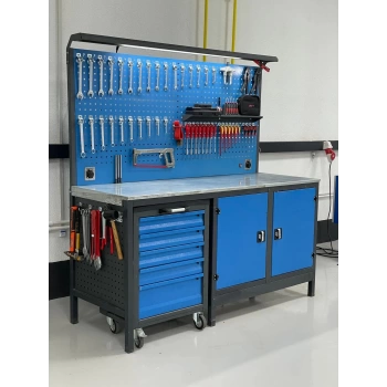 Akson 1.85 Metre Takım Arabalı - Dolaplı Takım Tezgahı