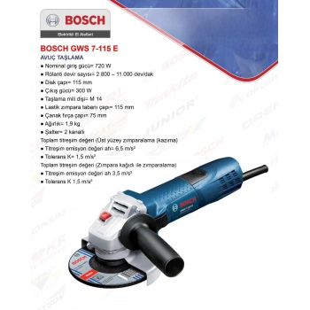 BOSCH GWS 7-115 E AVUÇ TAŞLAMA