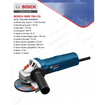 BOSCH GWS 750-115 / AVUÇ TAŞLAMA MAKİNESİ