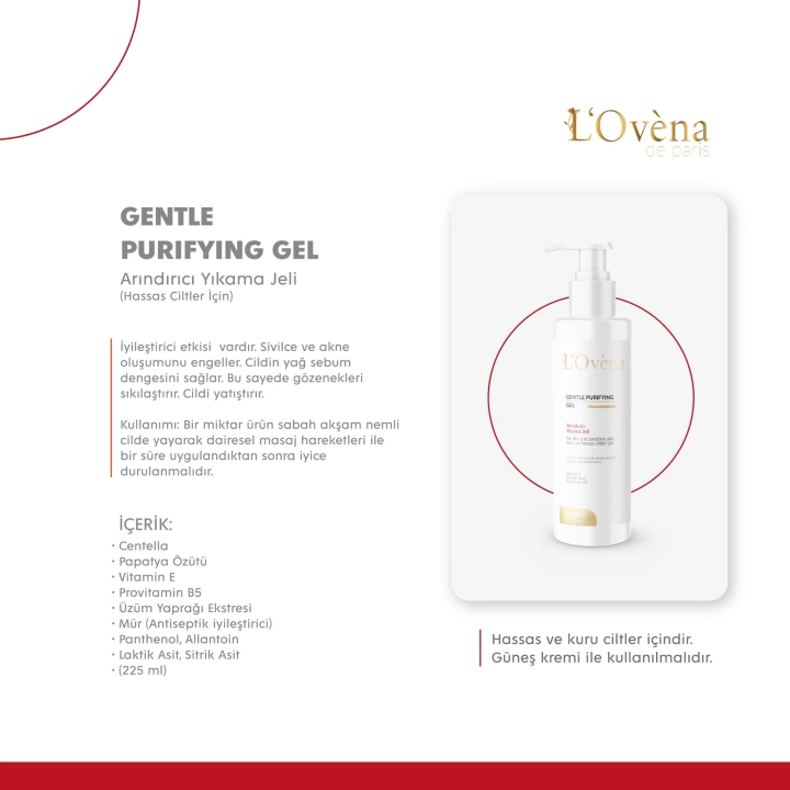 LOVENA DE PARİS - GENTLE PRUFYING CLEANSING GEL 225 ML - KURU VE HASSAS CİLTLER