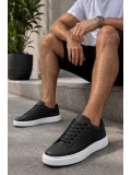 Laviathan Erkek Günlük Bağcıklı Spor Ayakkabı Sneaker Rahat ve Şık Tasarım Siyah-Beyaz